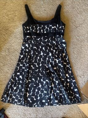 Jones Wear Dress Black & White Polka Dot Fit-and-Flare 12